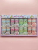 Vintage Washi Tape Bant Baskılı Yapışkanlı Maskeleme Kağıdı 45D Desenli Bant 10'lu - Mavi Çiçek Yaprak thumbnail 5