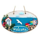 Sahil Kasabası Welcome Yazılı El Yapımı Kapı Süsü thumbnail 1