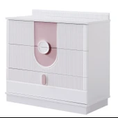 Venüs Çocuk Odası Takımı, Venüs Büyüyen Beşik, Vira 4 Kapaklı Kitaplıklı Dolap, Şifonyer - Pembe thumbnail 7