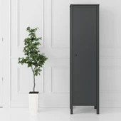 Venezia Tek Kapaklı Ahşap Ayaklı Çok Amaçlı Mutfak, Erzak Dolabı, Banyo Havlu Dolabı - Minifiks - Antrasit thumbnail 2