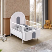 Venüs Çocuk Odası Takımı, Venüs Büyüyen Beşik, Vira 4 Kapaklı Kitaplıklı Dolap, Şifonyer - Gri thumbnail 2