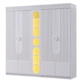 Venüs Çocuk Odası Takımı, Venüs Büyüyen Beşik, Vira 4 Kapaklı Kitaplıklı Dolap, Şifonyer - Beyaz thumbnail 4