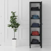 Venezia Tek Kapaklı Ahşap Ayaklı Çok Amaçlı Mutfak, Erzak Dolabı, Banyo Havlu Dolabı - Minifiks - Antrasit thumbnail 3