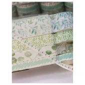 Vintage Washi Tape Bant Baskılı Yapışkanlı Maskeleme Kağıdı 45D Desenli Bant 10'lu - Yeşil Yapraklar thumbnail 3