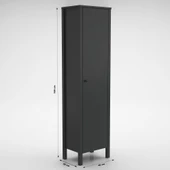 Venezia Tek Kapaklı Ahşap Ayaklı Çok Amaçlı Mutfak, Erzak Dolabı, Banyo Havlu Dolabı - Minifiks - Antrasit thumbnail 6