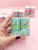 Vintage Washi Tape Bant Baskılı Yapışkanlı Maskeleme Kağıdı 45D Desenli Bant 10'lu - Yeşil Yapraklar thumbnail 1