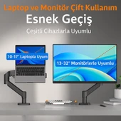 13-32” Amortisörlü Tek Kol Monitör ve Laptop Tutucu Masa Standı thumbnail 4