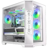 BitFenix Digital T10 EF 850W 80+ Bronze 8.8"RGB USB 3.1 ATX Mid Tower Beyaz Kasa BFC-WT10EFBBW850-4A thumbnail 1