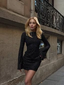 Mini Simli Elbise İspanyol Kol: thumbnail 4