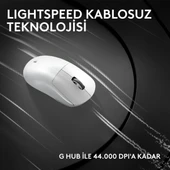 Logitech G Pro X SUPERLIGHT 2C Hafif Hero 2 Sensör 32.000 Dpı Lıghtspeed Kablosuz Oyuncu Mouse - Beyaz thumbnail 8