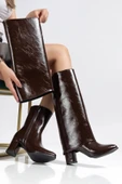 Wila Kahverengi Parlak Topuklu Tak Çıkar Çizme thumbnail 1
