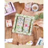 Kare Vintage Washi Tape Bant Yapışkanlı Maskeleme Kağıdı Desenli Bant 12'li - Yeşil Çiçekler thumbnail 4