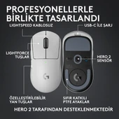 Logitech G Pro X SUPERLIGHT 2C Hafif Hero 2 Sensör 32.000 Dpı Lıghtspeed Kablosuz Oyuncu Mouse - Beyaz thumbnail 6