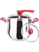 Lines Special 4 Lt Cam Kapaklı Düdüklü Tencere Kırmızı thumbnail 1