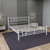 Manolya Çift Kişilik 150x200 cm Metal Karyola A Kalite, Ses Çıkarmaz ,Ölçülü Model Karyola Beyaz 1642-b thumbnail 1