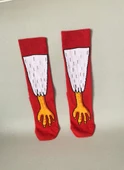 Kuş Ayağı Desenli Unisex Soket Çorap (1 Çift) – Eğlenceli Funny Socks Premium Kırmızı thumbnail 3