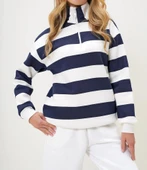 MDB Kadın Uzun Kollu Balıkçı Yaka Fermuar Detay şeritli üç Iplik Kumaş weat thumbnail 4