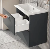 Mia 60 cm Antrasit Çekmeceli alt banyo dolabı + lavabo thumbnail 1