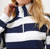 MDB Kadın Uzun Kollu Balıkçı Yaka Fermuar Detay şeritli üç Iplik Kumaş weat thumbnail 2