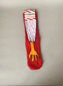 Kuş Ayağı Desenli Unisex Soket Çorap (1 Çift) – Eğlenceli Funny Socks Premium Kırmızı thumbnail 6