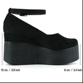 Erkan Saçmacı Tushar Siyah Süet Yuvarlak Burun Bantlı Gizli Dolgu Topuklu Günlük Ayakkabı thumbnail 2