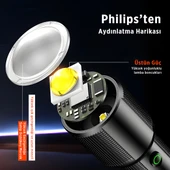 SFL2203 Teleskopik Zoom, 450 Lümen Max Işık Gücü, Sos Modu ve Metal Gövdeli Şarj Edilebilir ve Çıkarılabilir Pilli Uzun Menzilli 5W LED El Feneri thumbnail 8