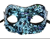 Mavi Renk Payetli Pullu Parti Maskesi B Venedik thumbnail 2