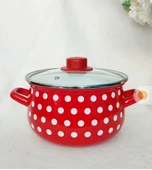 Retro Kırmızı Puantiyeli 20 Cm 3 Litre Emaye Süt Yoğurt Tencere thumbnail 2