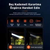 SFL2203 Teleskopik Zoom, 450 Lümen Max Işık Gücü, Sos Modu ve Metal Gövdeli Şarj Edilebilir ve Çıkarılabilir Pilli Uzun Menzilli 5W LED El Feneri thumbnail 3