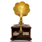 Nostaljik Radyo Gramofon Tasarımlı USB Bluetooth Hoparlör FM Radyo Şarjlı thumbnail 3