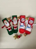 Yılbaşı Özel 2’li El Ele Tutuşan Çorap Seti – Kardan  Adam & Noel Baba Yılbaşı Çorabı thumbnail 1