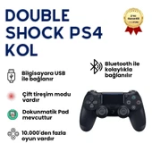 DoubleShock PS4 Kablosuz Oyun Kolu, Yüksek Hassasiyetli Çift Titreşimli Bluetooth Gamepad, Ergonomik Tasarım, PS4 – PC – Android Uyumlu Profesyonel Oyun Kumandası thumbnail 1