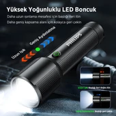 SFL2203 Teleskopik Zoom, 450 Lümen Max Işık Gücü, Sos Modu ve Metal Gövdeli Şarj Edilebilir ve Çıkarılabilir Pilli Uzun Menzilli 5W LED El Feneri thumbnail 2