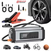 Araba Oto Araç Akü Takviye'li Kompresör Dijital Ekranlı Lastik Şişirme Hava Pompası thumbnail 3