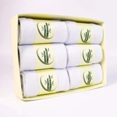 6'lı Premium Unisex Beyaz Bambu Soket Çorap Seti – Kutulu thumbnail 3