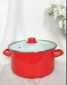 EBRULİEMAYE Turuncu Emaye derin Tencere 3,4 litre 22 cm çap süt yoğurt çorba reçel tenceresi thumbnail 1