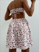 Straplez elbise baskılı thumbnail 3