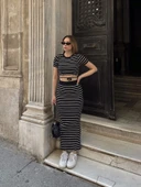 Çizgili etekli takım siyah s3609 thumbnail 6