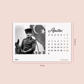 2026 Atatürk Masa Takvimi | Doğal Ahşap Tabanlı Masaüstü Takvimi thumbnail 7