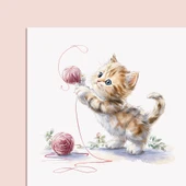 2026 Sevimli Yavru Kedili Masa Takvimi | Doğal Ahşap Tabanlı Takvim | Pastel Pembe Kedi illüstrasyonlu Takvim thumbnail 5