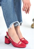 Jecci Kırmızı Cilt Topuklu Ayakkabı thumbnail 3