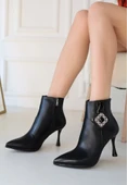 Moose Siyah Cilt Topuklu Bot thumbnail 3