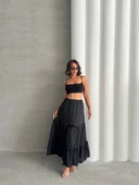 Fırfırlı brodeli astarlı uzun etek siyah s255047 thumbnail 2