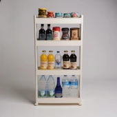 Technow Motek SR-04 Tekerlekli Plastik Mutfak,Banyo Rafı 4 Katlı Organizer Beyaz thumbnail 3