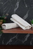 Tuğla Desenli 2li Ayak Havlusu - 50x70 cm - Su Emici Banyo Paspası Seti - Beyaz thumbnail 4