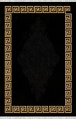 Siyah ve Altın Desenli Dijital Baskılı Halı Kaymaz Tabanlı Modern Geometrik Bordürlü Dekoratif Salon ve Oda Halısı thumbnail 4