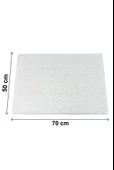 Ayak İzi Desenli 2li Ayak Havlusu - 50x70 cm - Su Emici Banyo Paspası Seti - Beyaz thumbnail 6