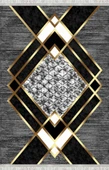 Gri ve Altın renklerde Modern Geometrik Desenli Dijital Baskılı Halı – Kaymaz Tabanlı, Üçgen ve Elmas Formlu Şık Salon ve Oda Halısı thumbnail 4