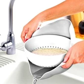 OLLEVRA Çok Amaçlı 360 Derece Dönebilir Pratik Hazneli Mutfak Süzgeç Elek thumbnail 7