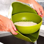 OLLEVRA Çok Amaçlı 360 Derece Dönebilir Pratik Hazneli Mutfak Süzgeç Elek thumbnail 6